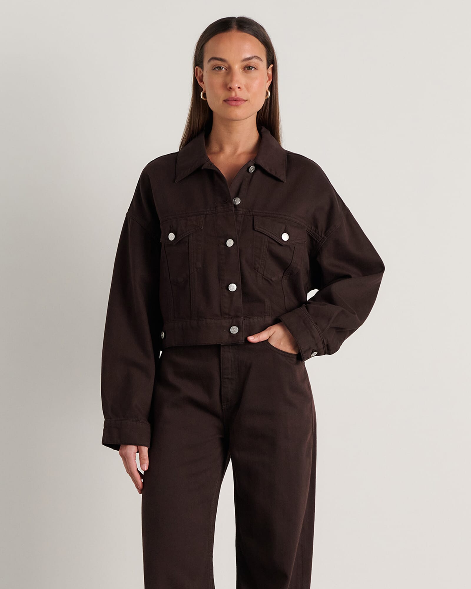JAG loe boxy jacket darkchocolate