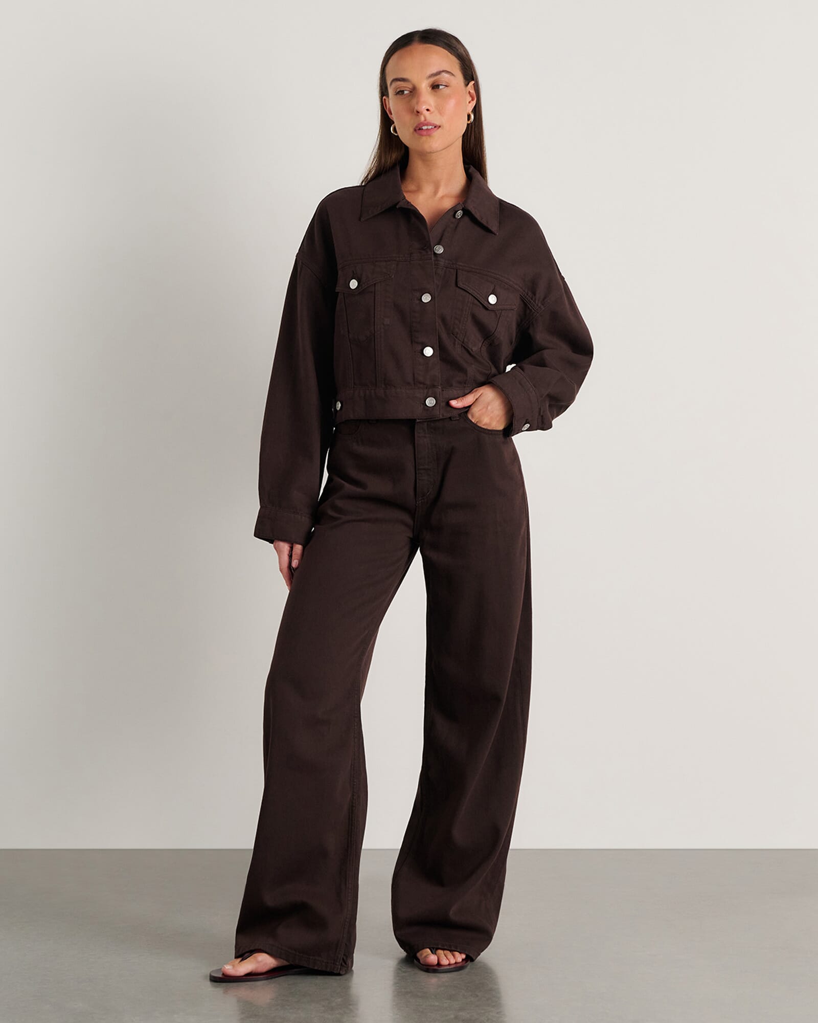 JAG loe boxy jacket darkchocolate