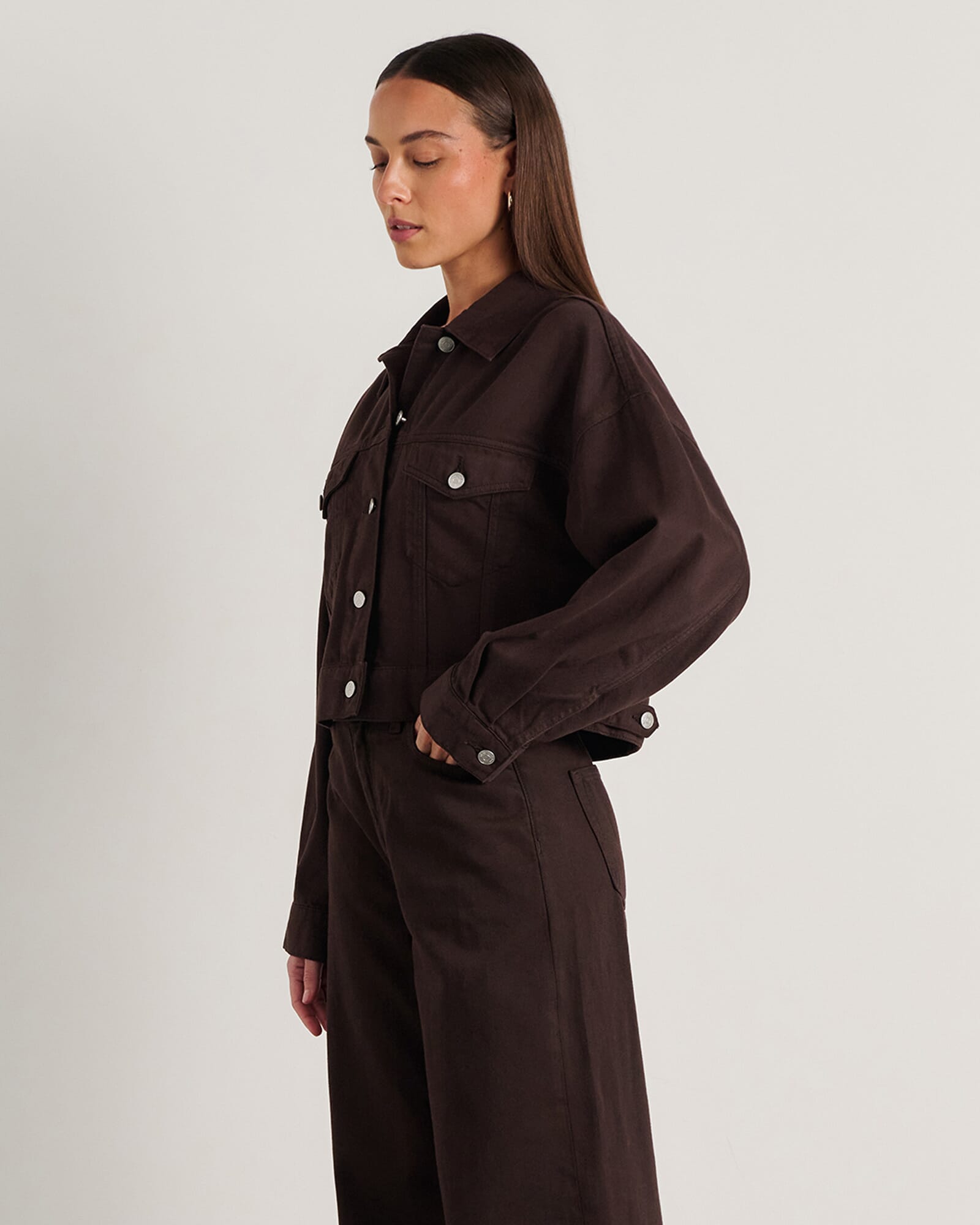 JAG loe boxy jacket darkchocolate