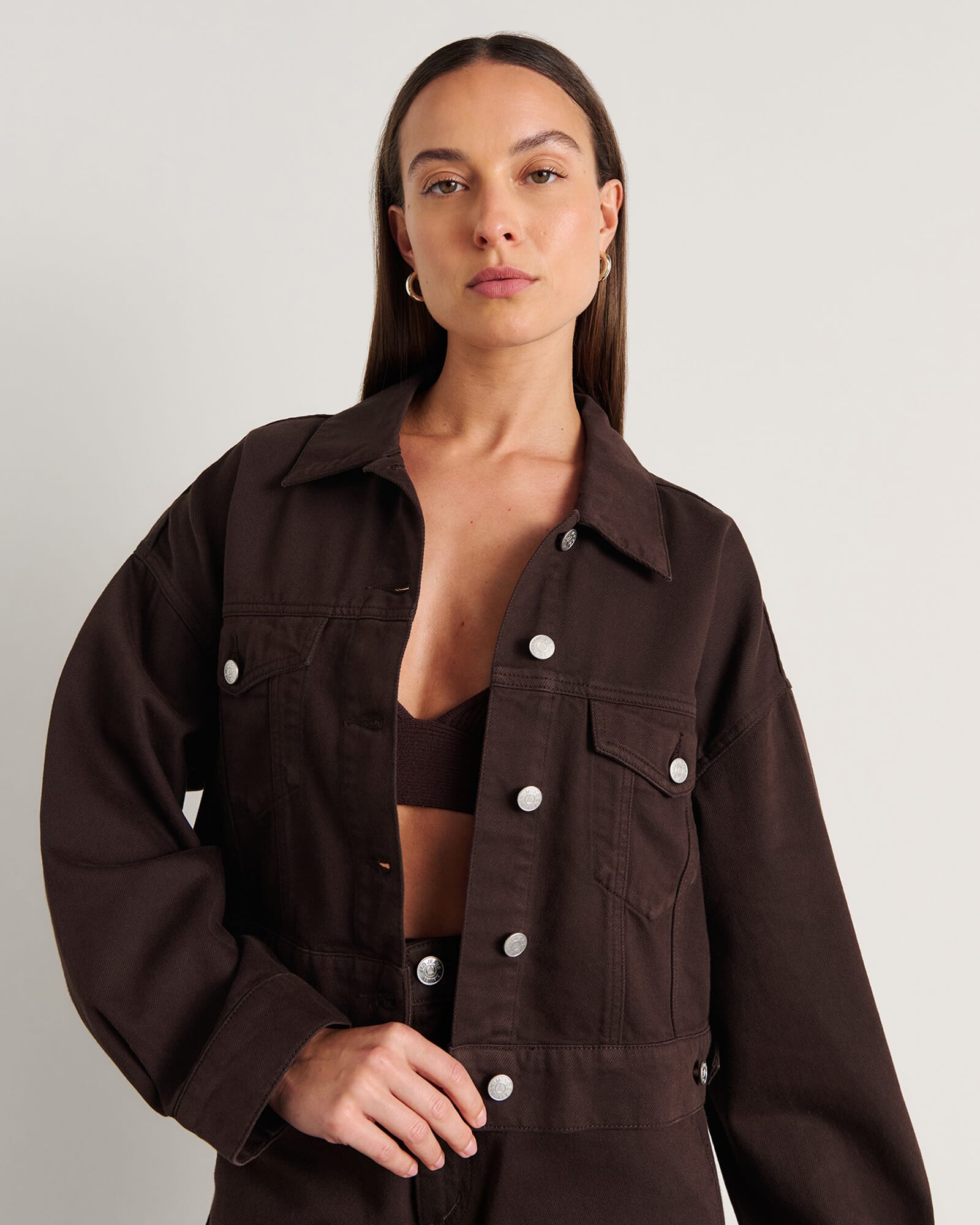 JAG loe boxy jacket darkchocolate