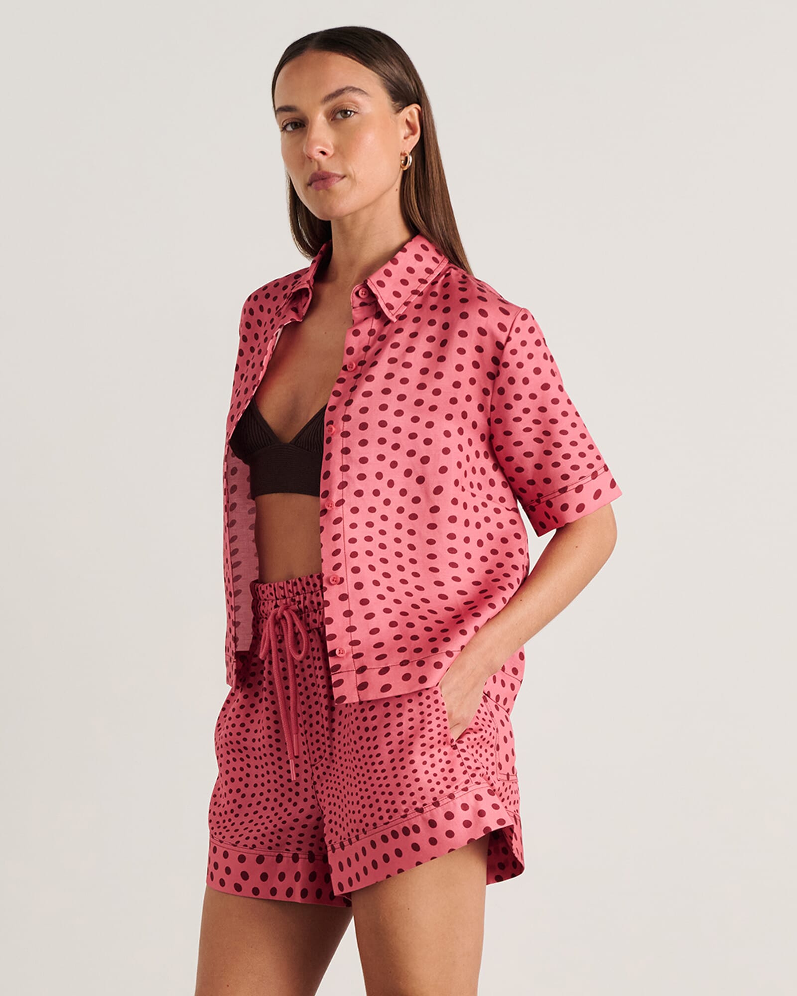 JAG ania spot short sleeve shirt pinkmulti