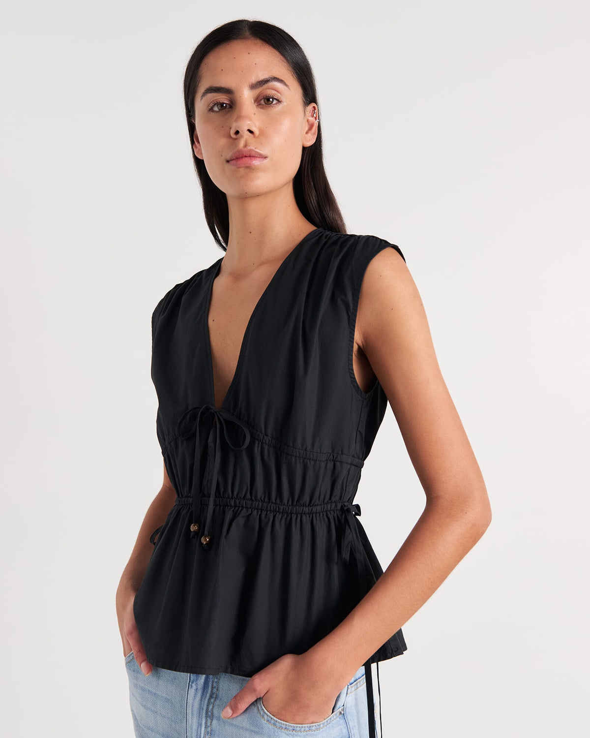 Eden Poplin Tie Top