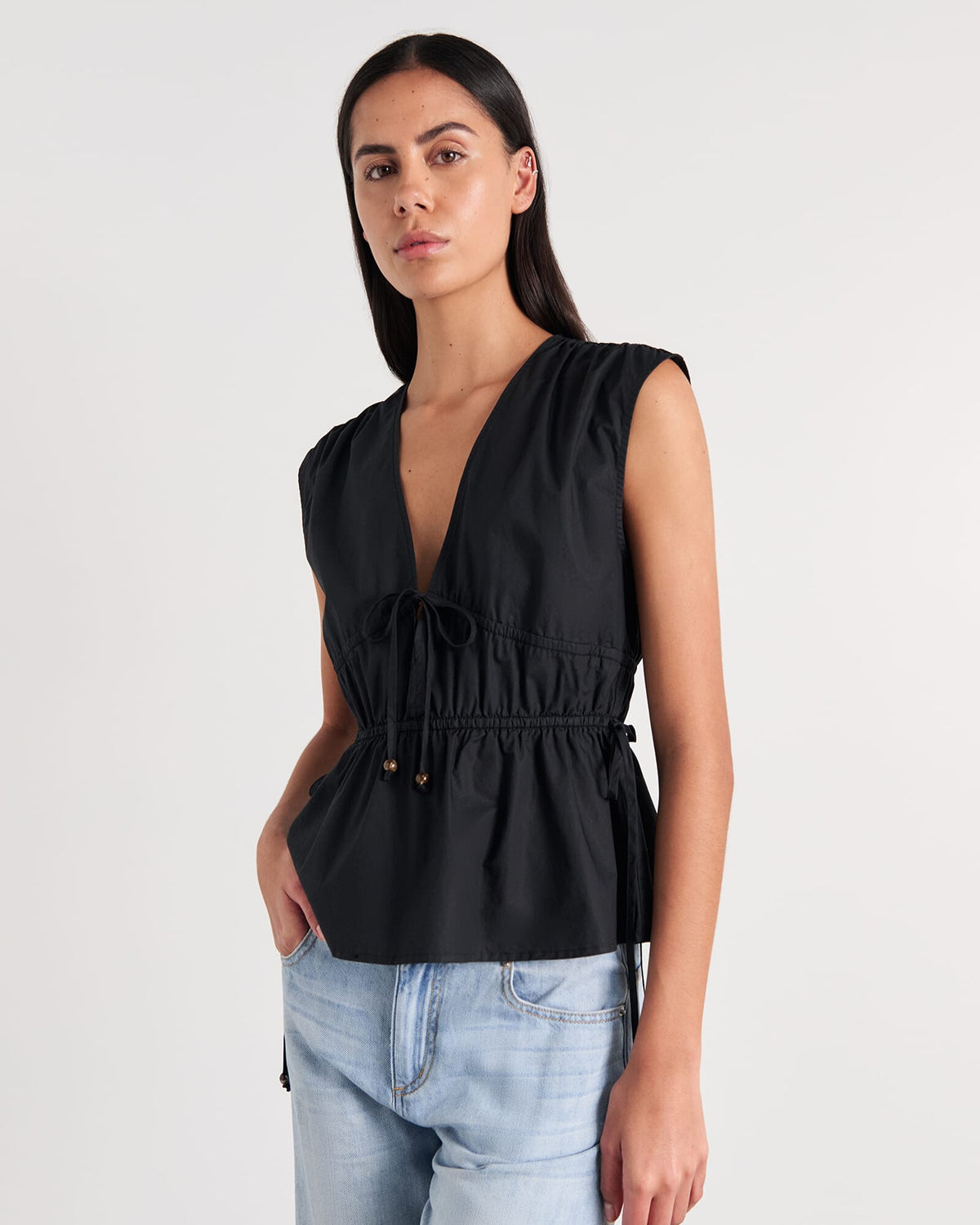 Eden Poplin Tie Top
