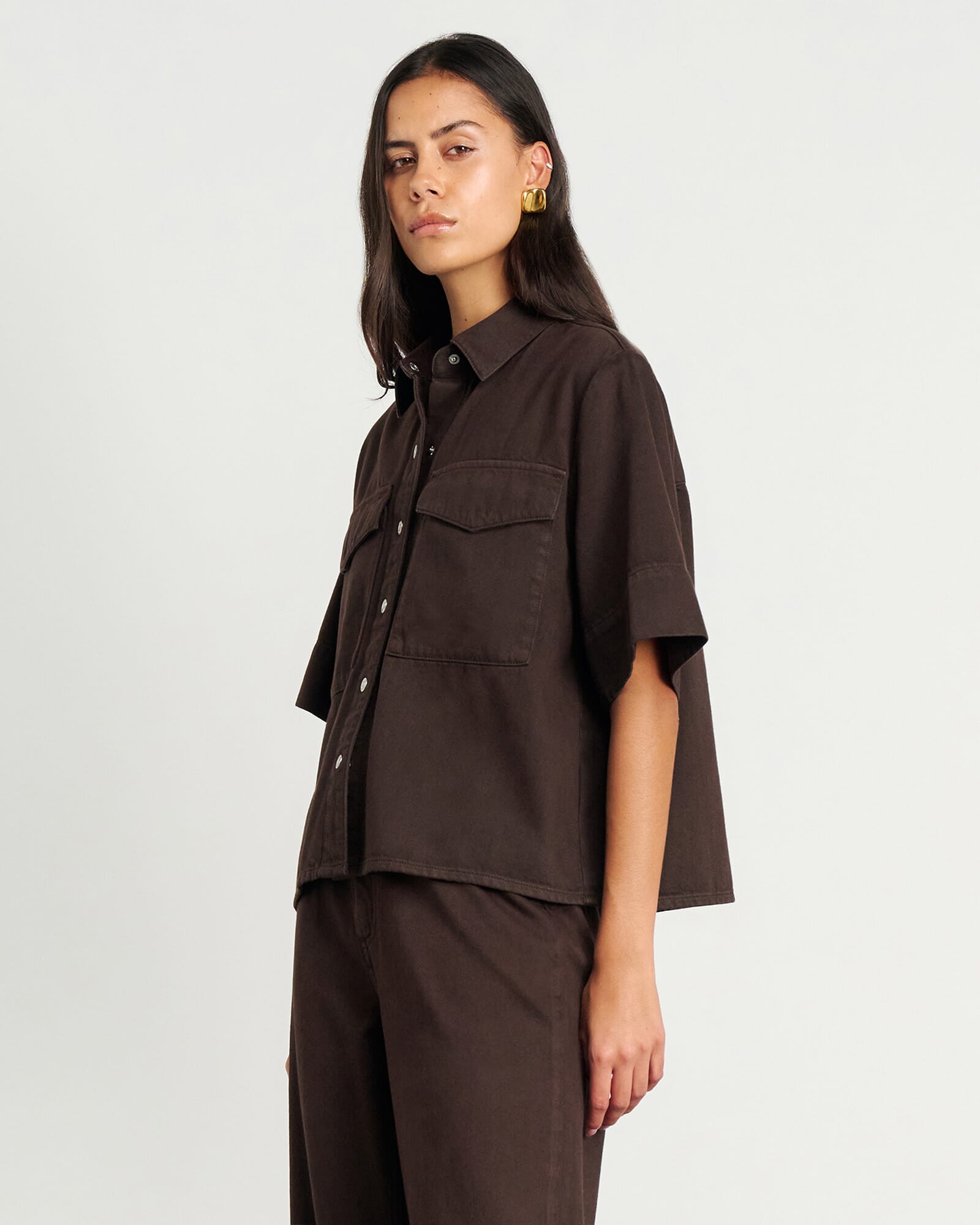 JAG loe denim shirt darkchocolate