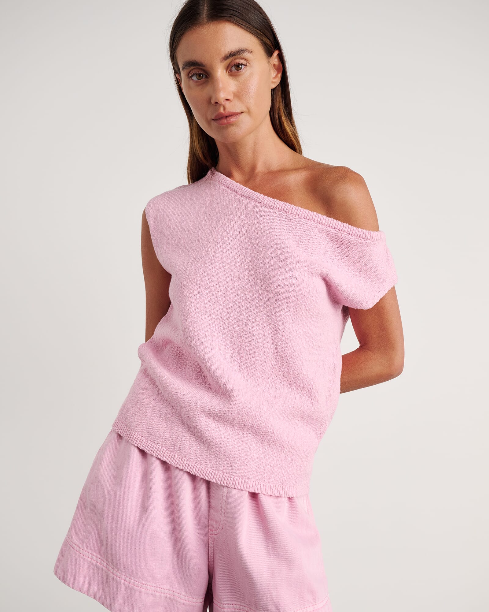 JAG arden off shoulder knit dustypink