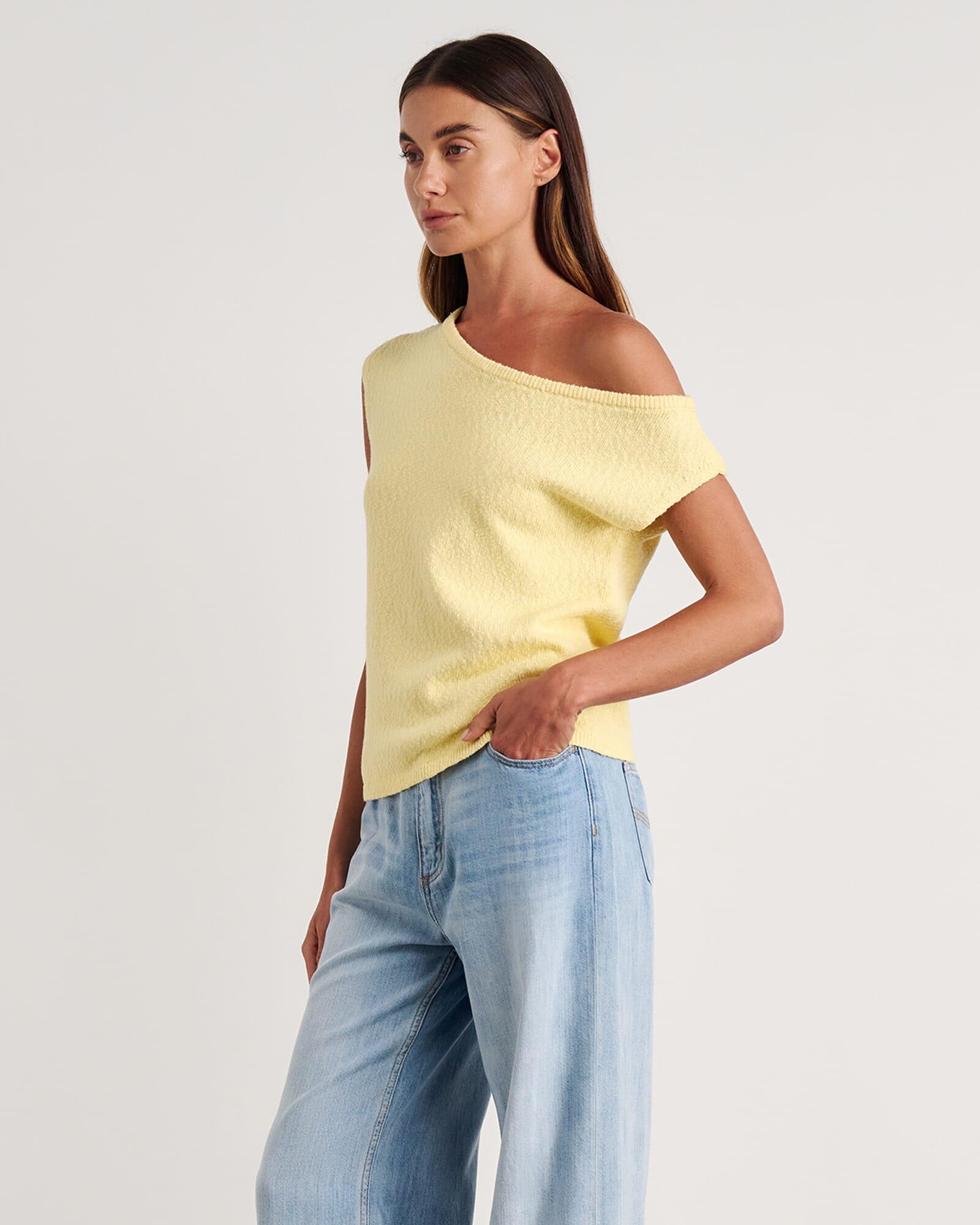 JAG arden off shoulder knit lemonsorbet