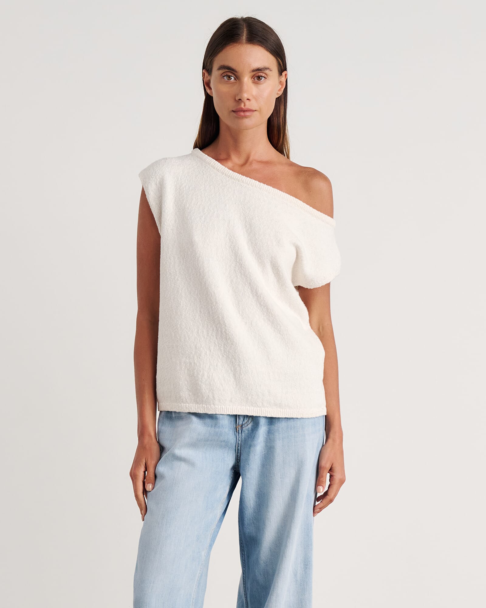 JAG arden off shoulder knit milk