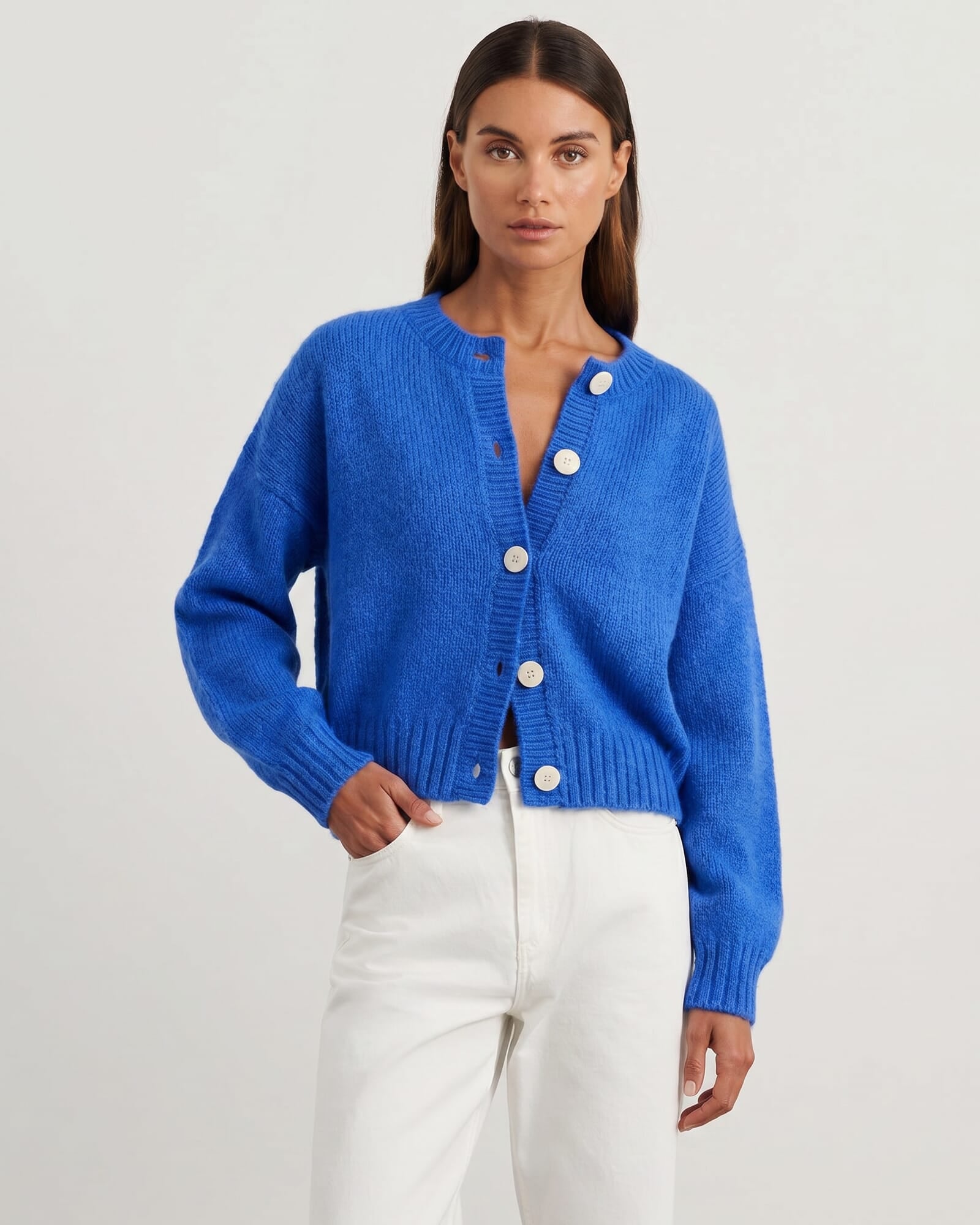 JAG lily fluffy knit cardigan cobalt