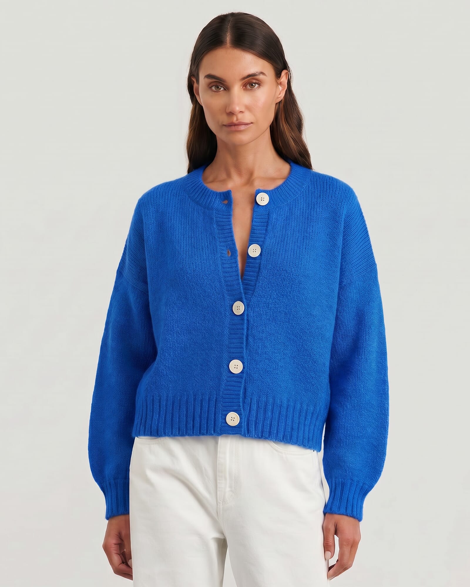JAG lily fluffy knit cardigan cobalt
