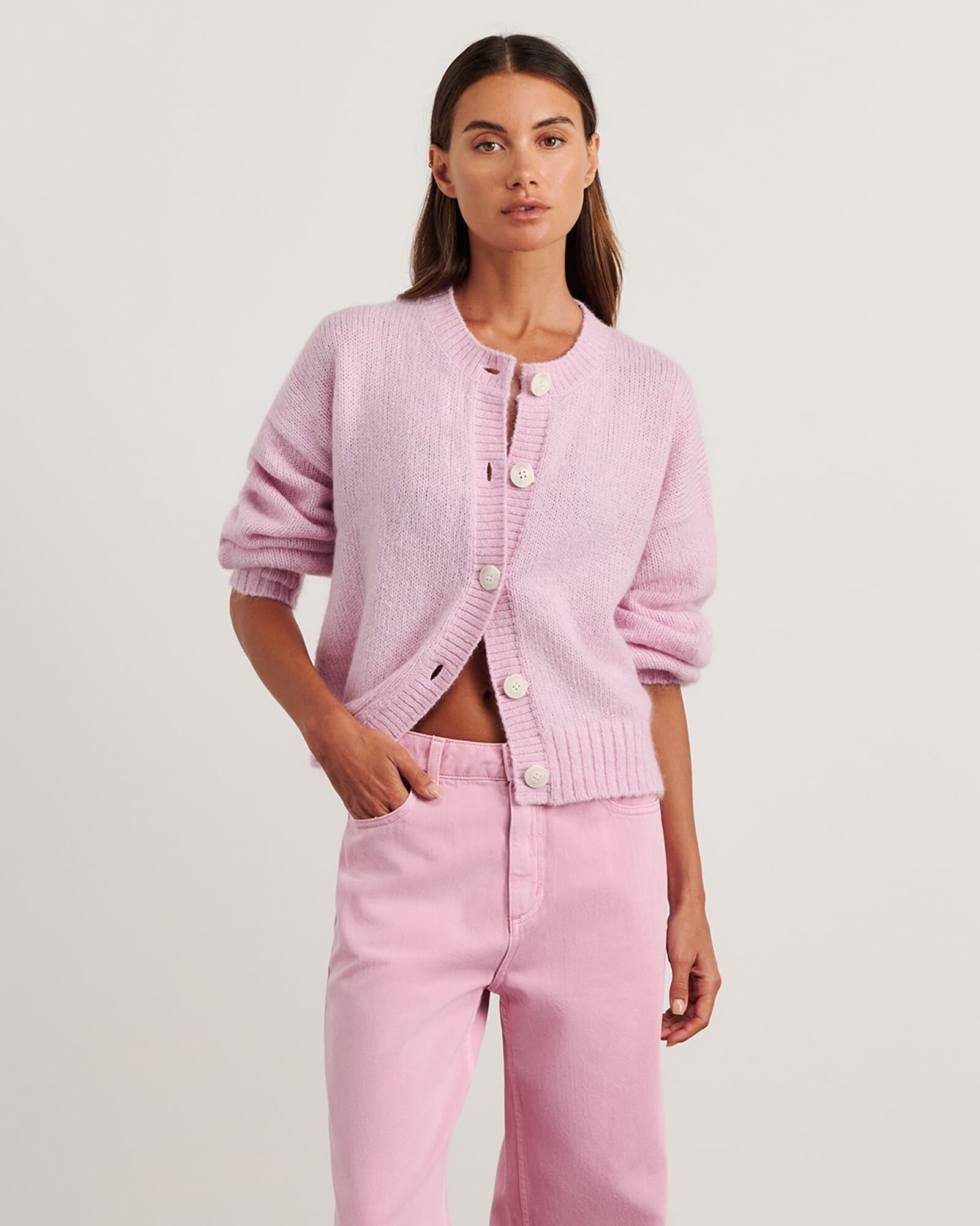 JAG lily fluffy knit cardigan pinkfrost