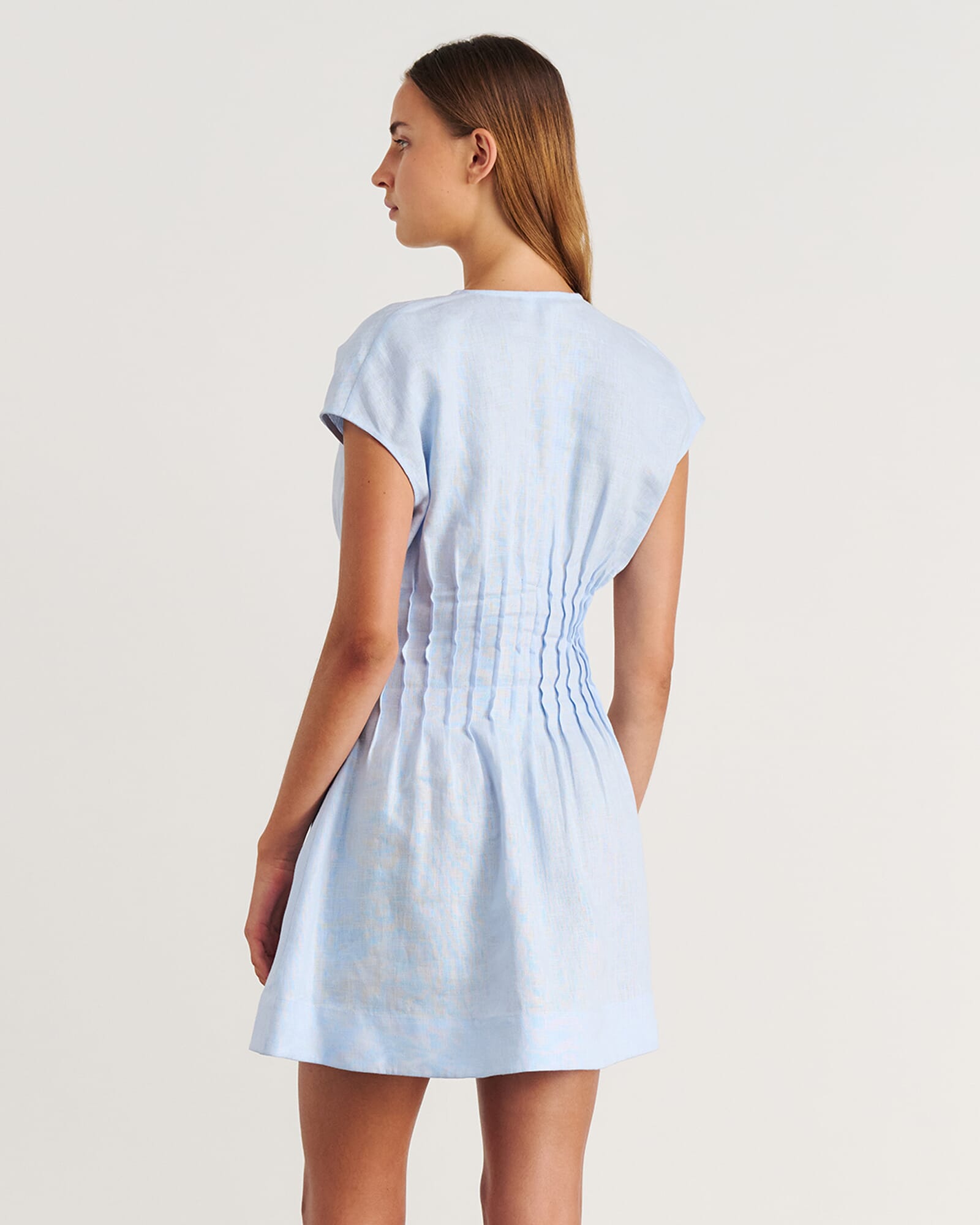 JAG delphine pintuck linen mini dress iceblue