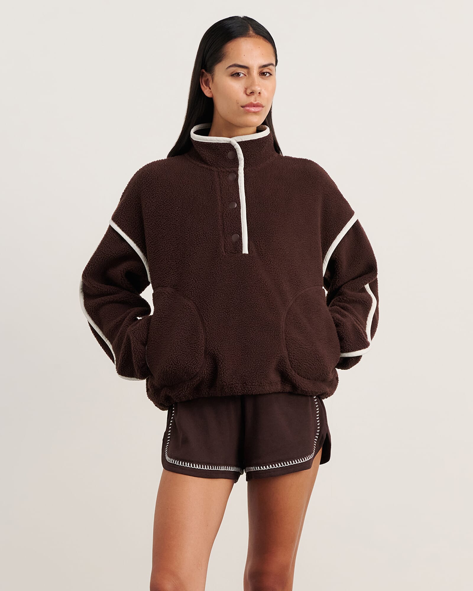 JAG polar fleece sweater darkchocolate