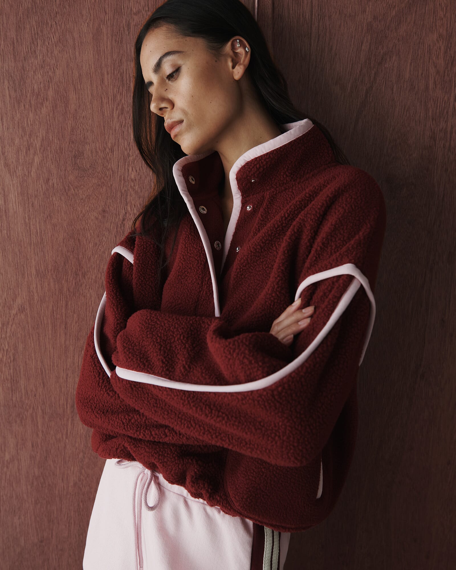 JAG polar fleece sweater wine