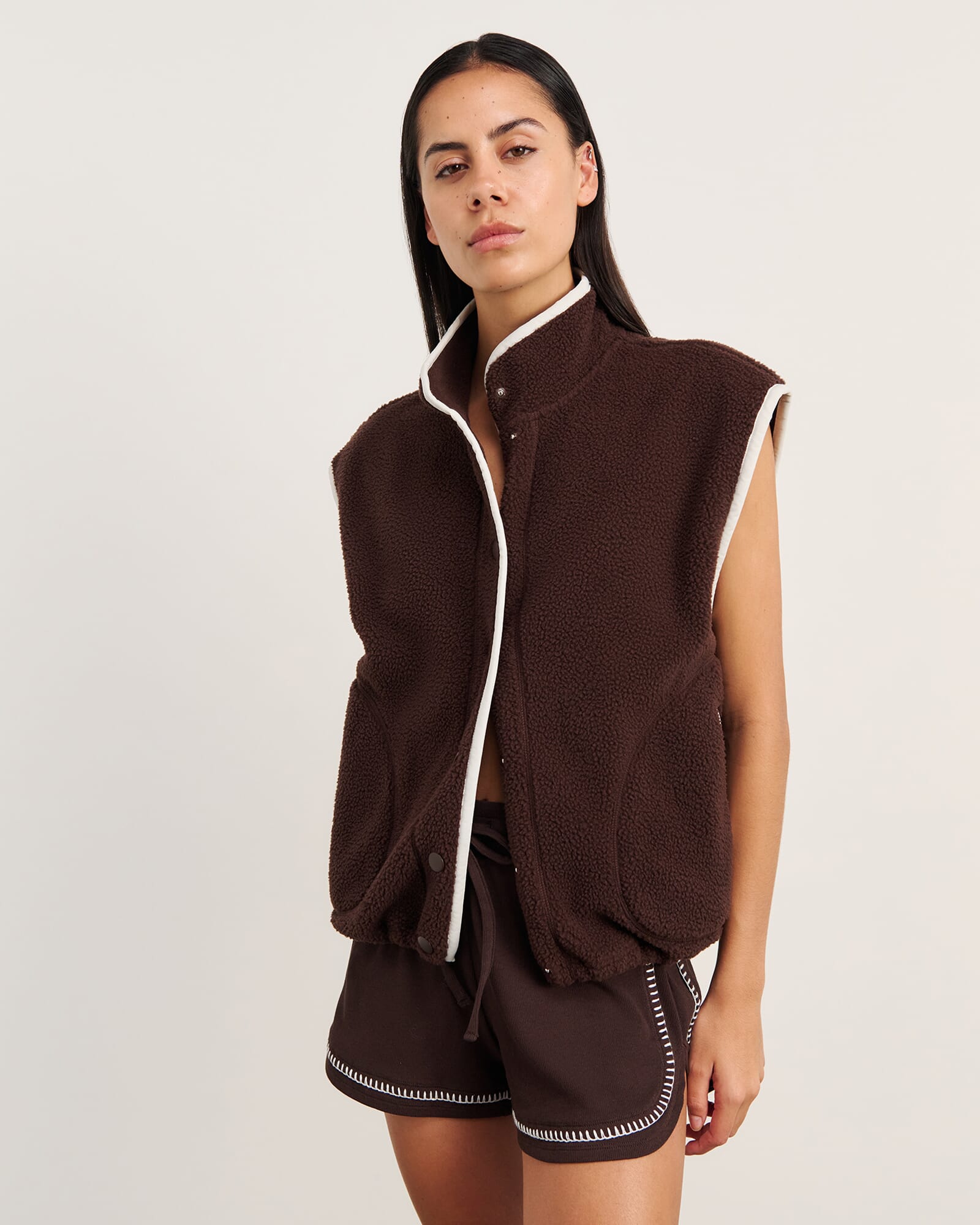 JAG polar fleece vest darkchocolate