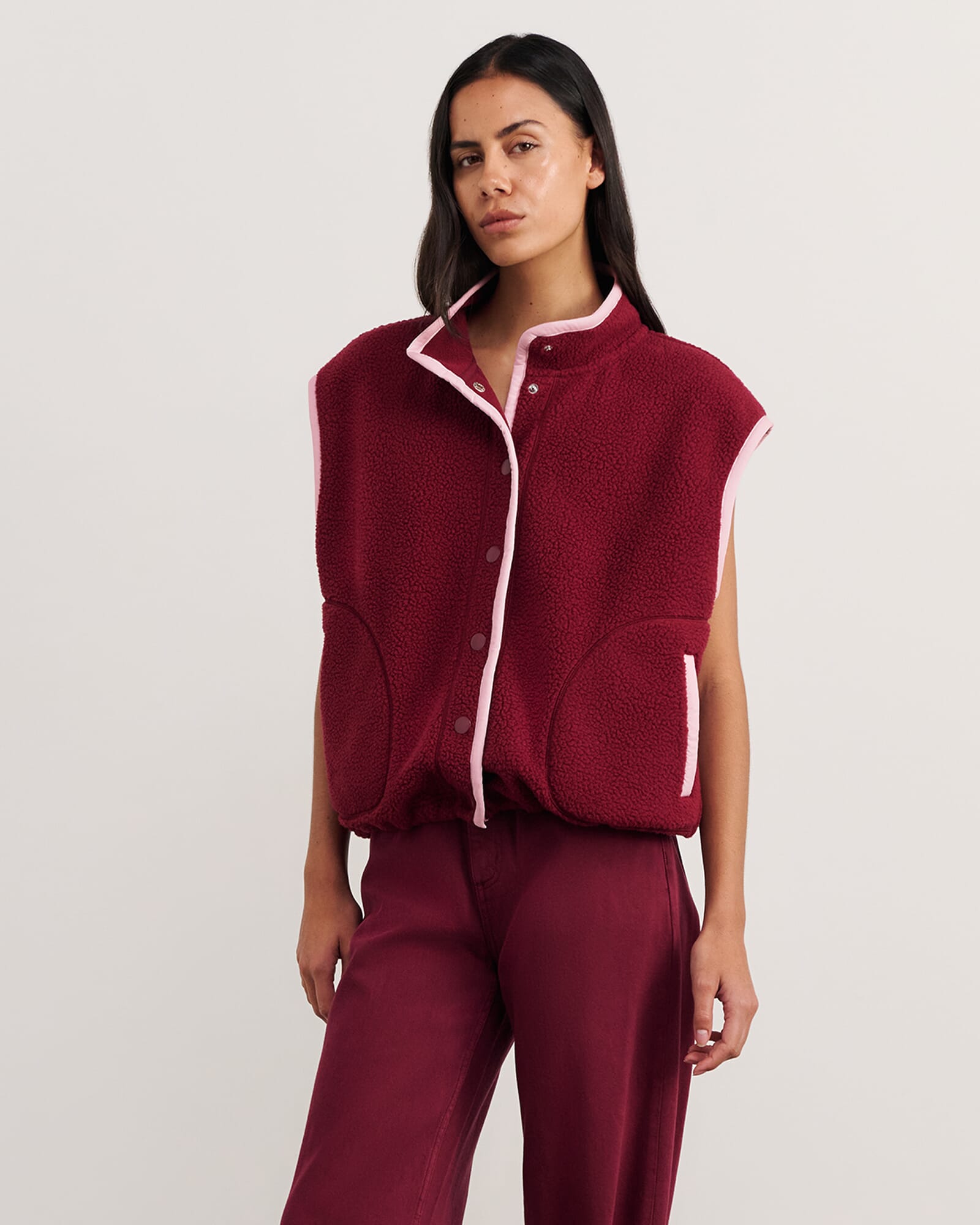 JAG polar fleece vest wine