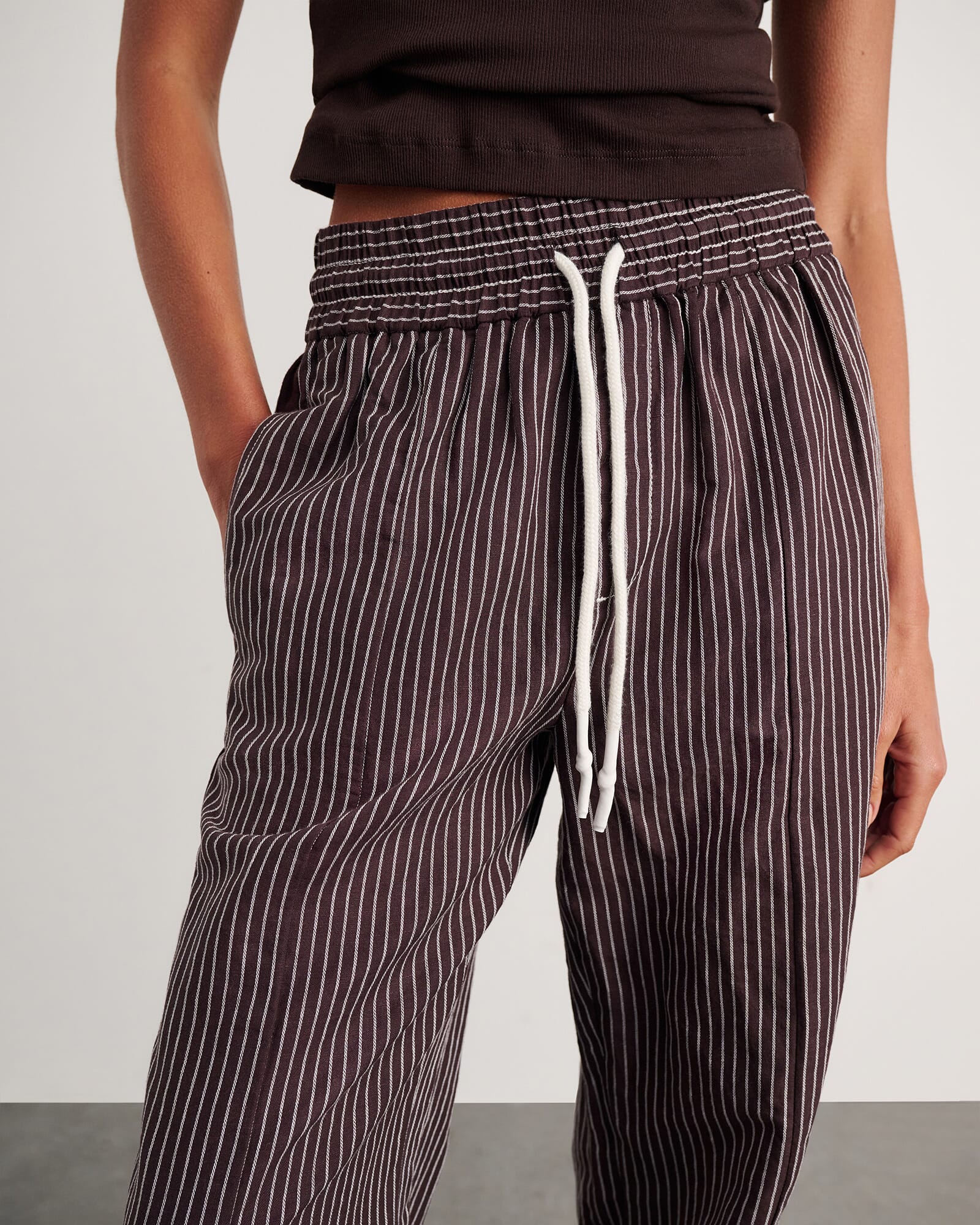 JAG gigi stripe pant brownmulti