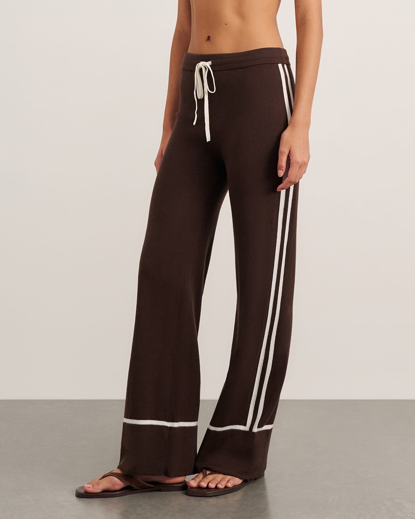 JAG orla contrast knit pant darkchocolate