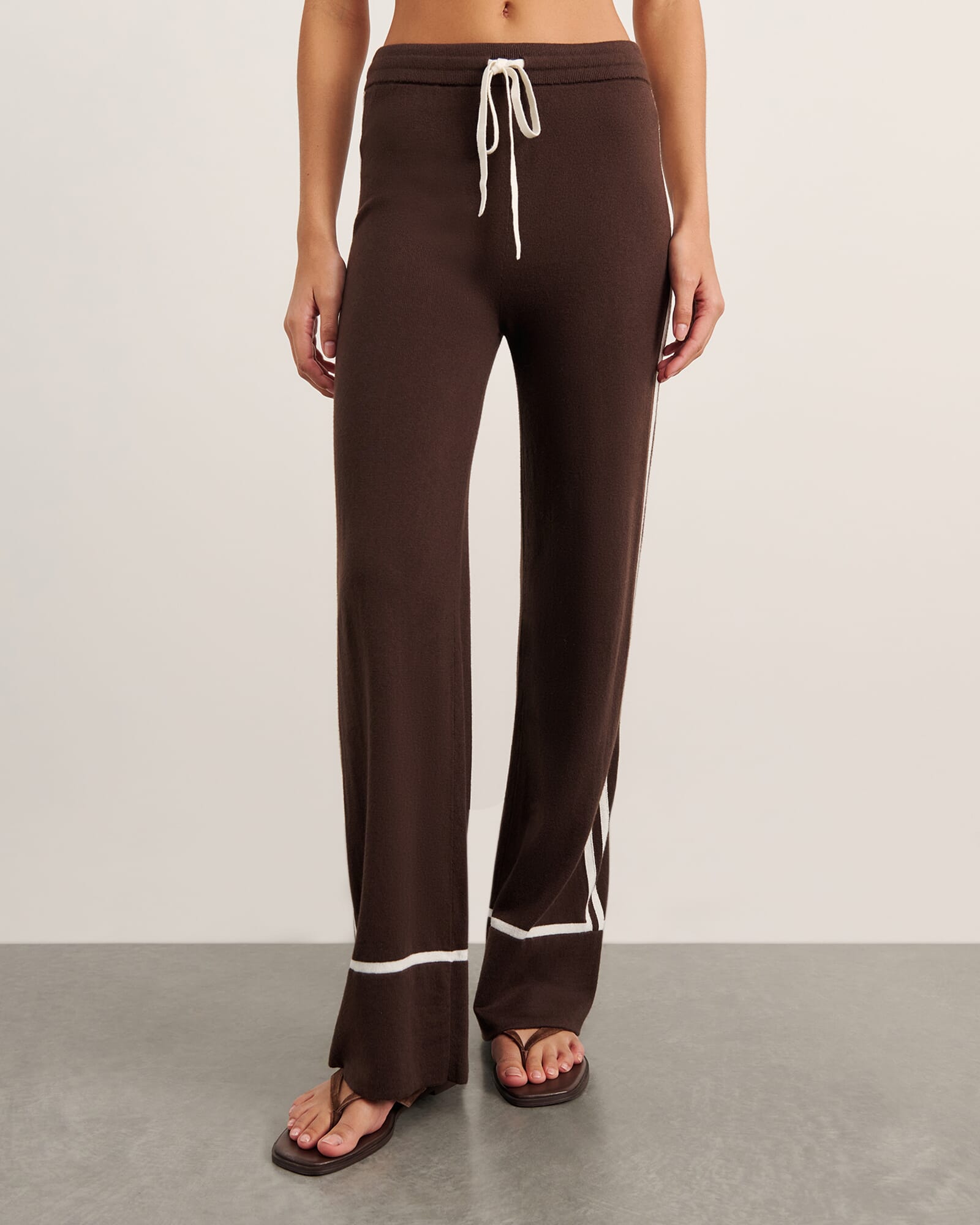 JAG orla contrast knit pant darkchocolate