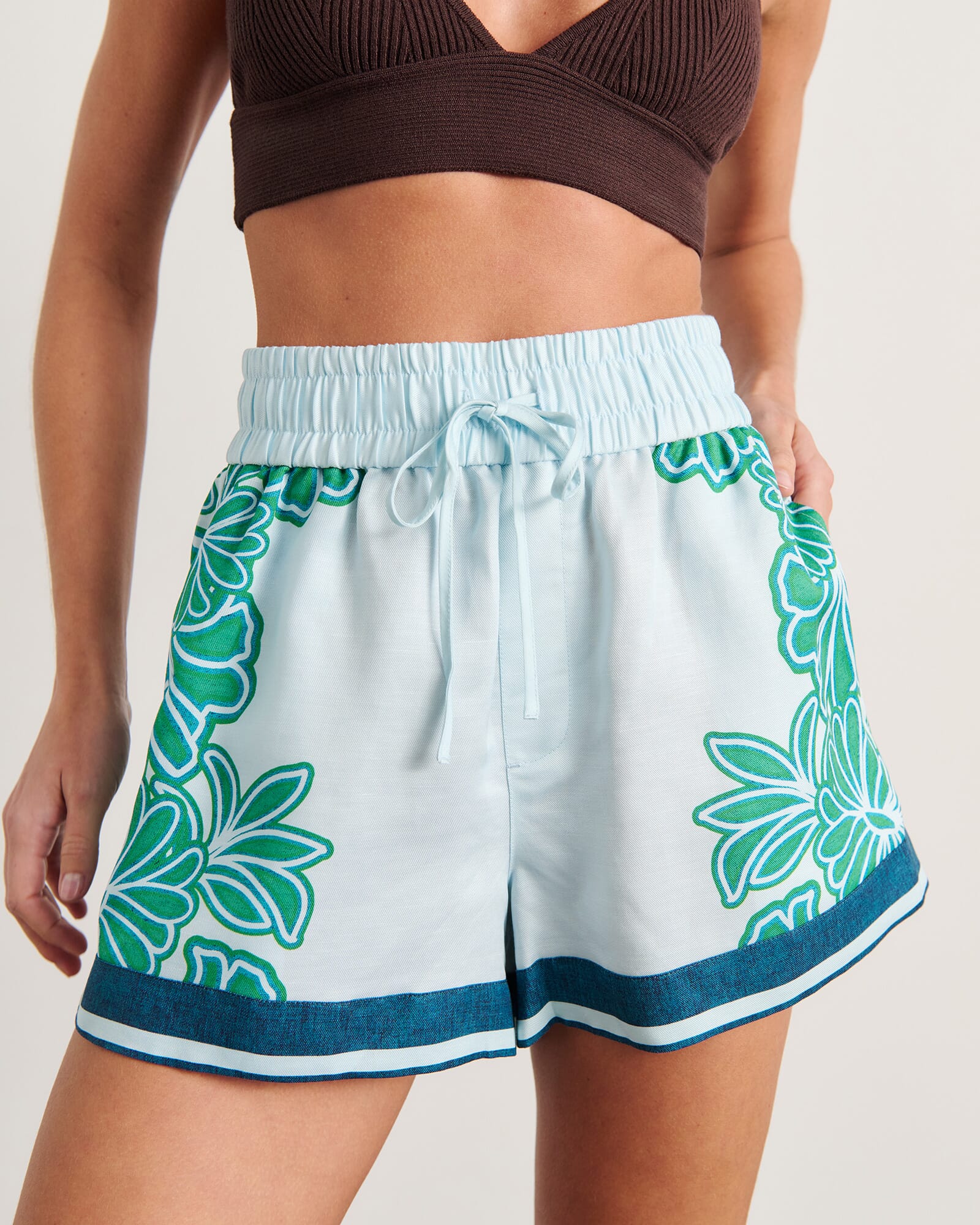 JAG flora striped short navygreen