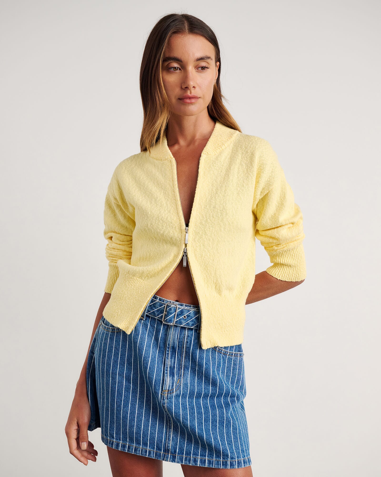 JAG arden zip knit cardigan lemonsorbet