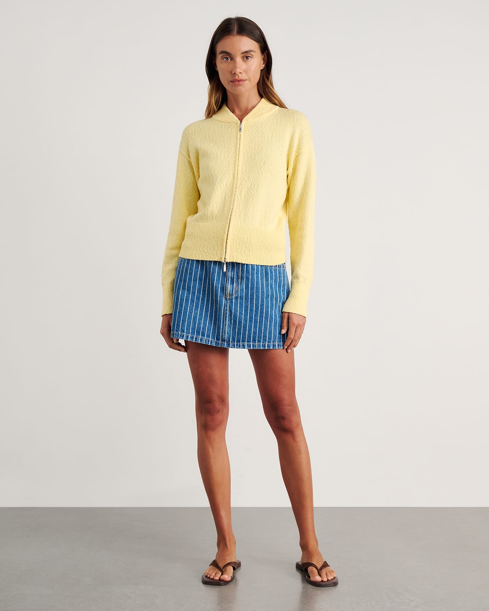 JAG arden zip knit cardigan lemonsorbet