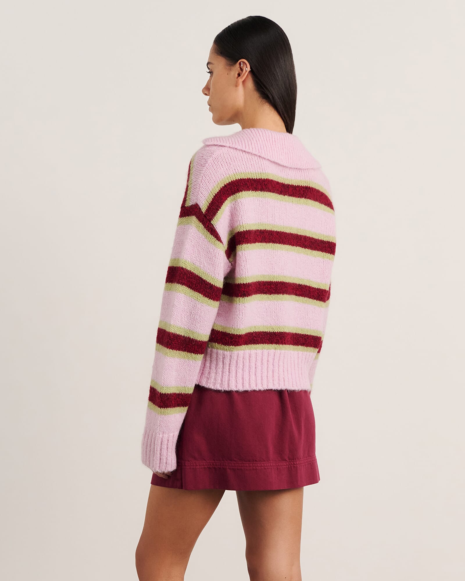 JAG lily collared knit pinkgreen