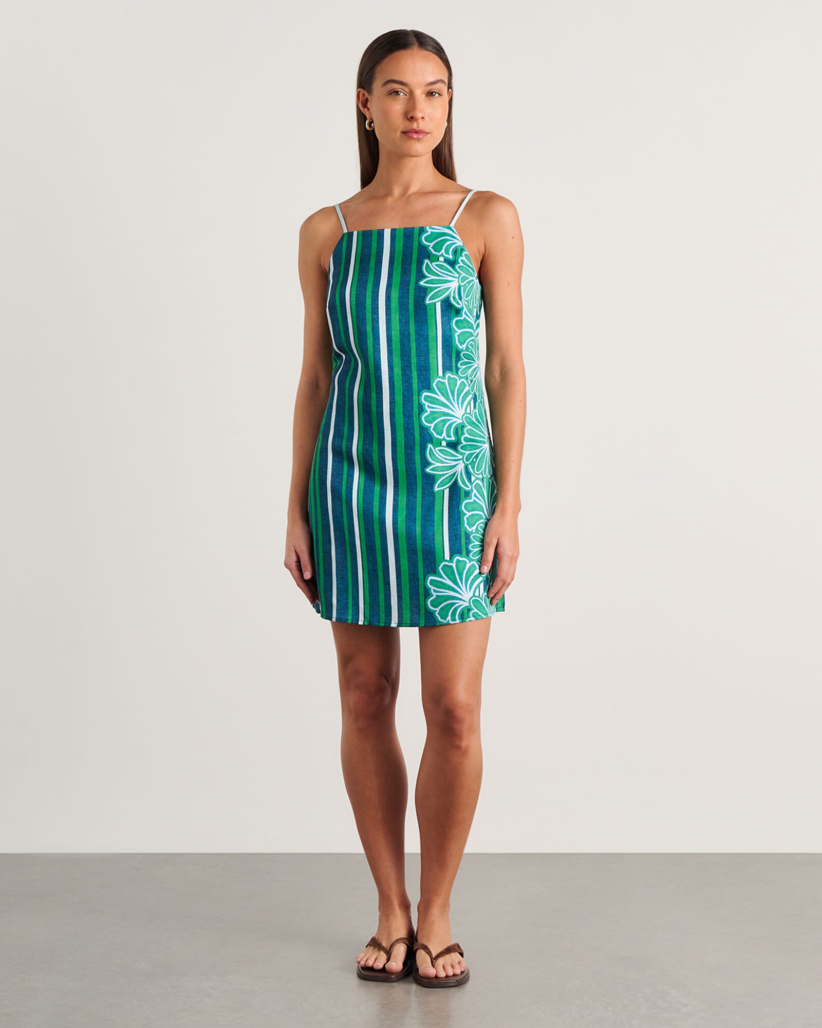 JAG flora striped dress navygreen